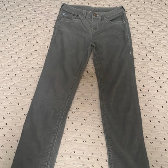 Light Gray Soft Corduroy True Religion Jeans. World Tour Straight Leg Size 12 - Picture 1 of 6